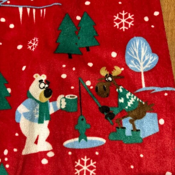 Christmas Fleece Pajama Pants Red Soft Moose Polar Bear Lounge Holiday Small - Picture 6 of 11